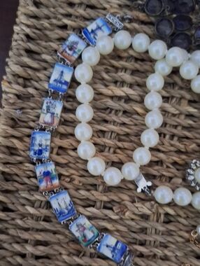 Vintage Pearl Bead and Mixed Metal Statement Necklace - White